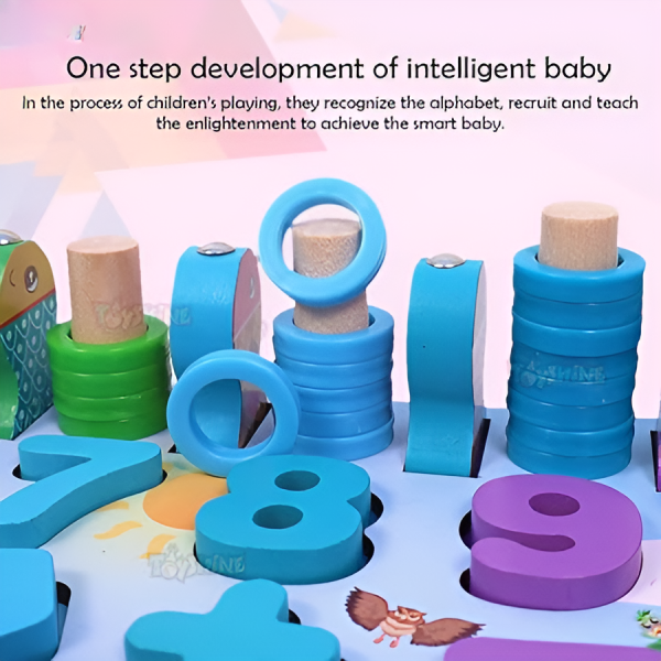 Wooden Puzzle Learning Board Toys with ABC Numbers Shapes